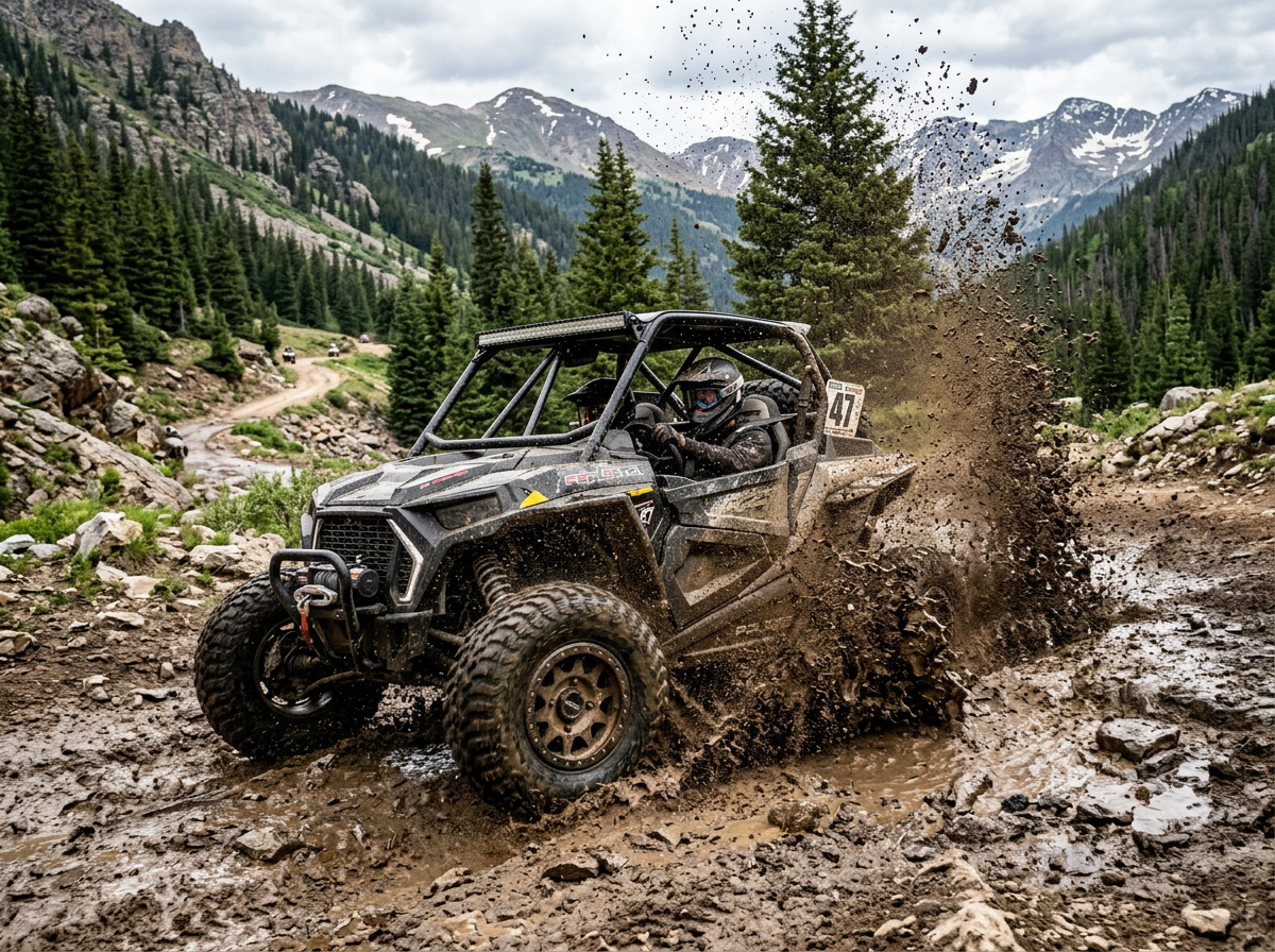 TerraDrive rugged utility wheel navigating mud and rocks