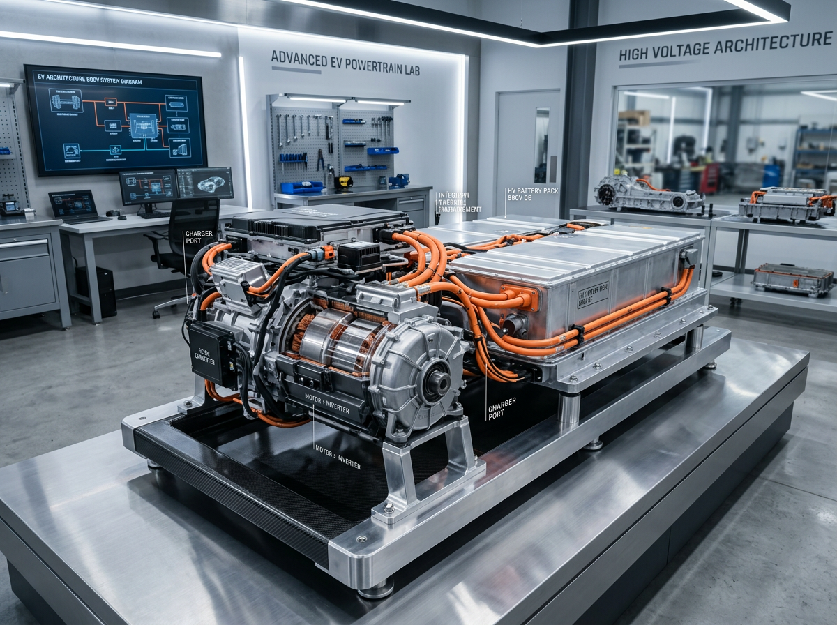 High-voltage electric powertrain architecture module